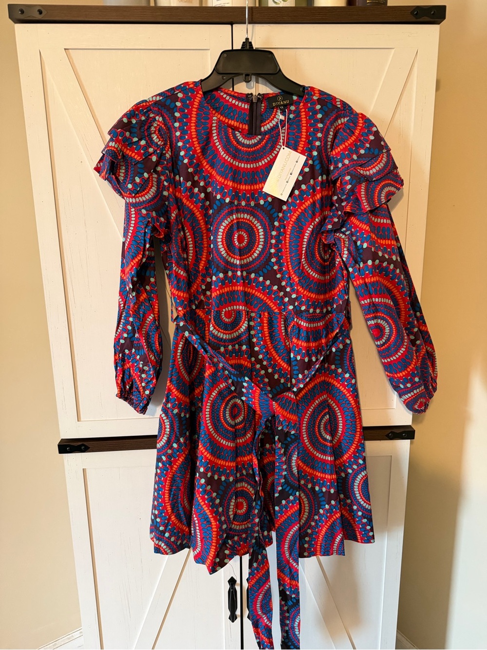 Women’s African Inspired Long Sleeve Belted Dress